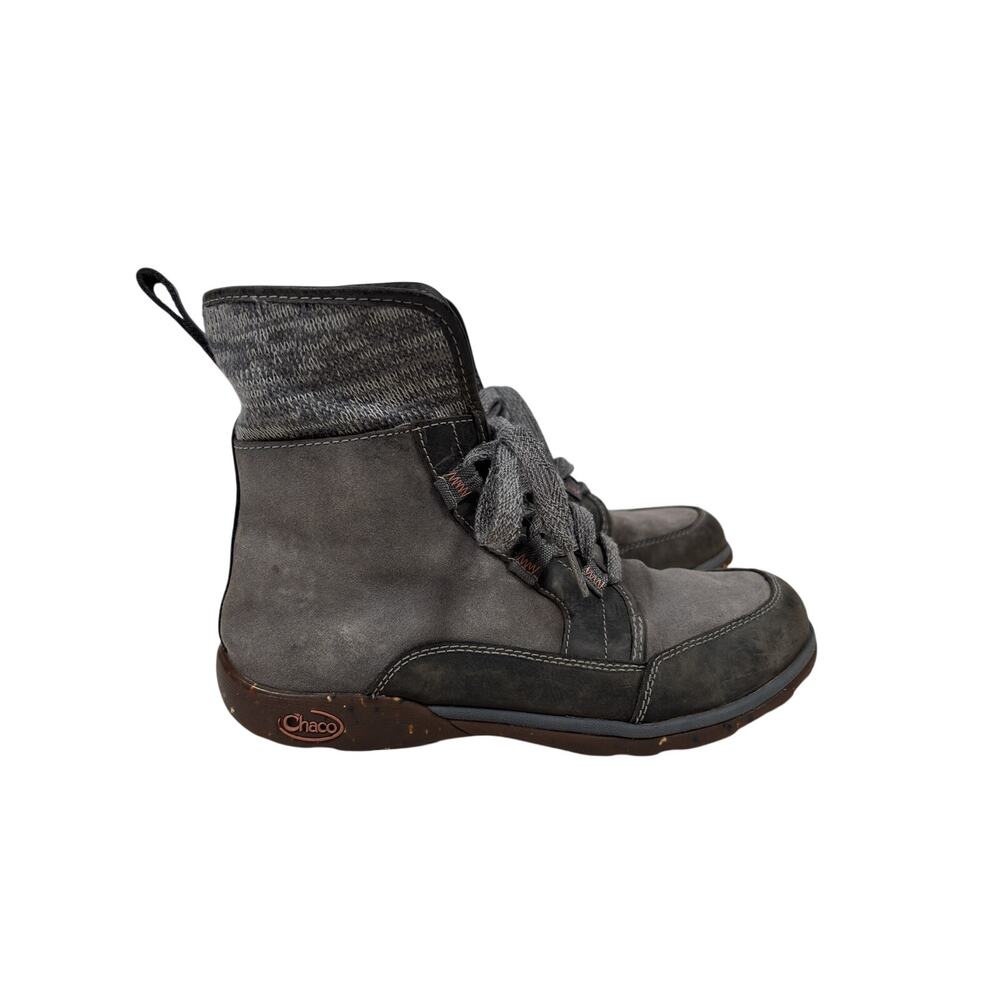 Chaco Barbary Chukka Boots Womens 7.5 Gray Castlerock Lace Up Suede Wool Moc Toe